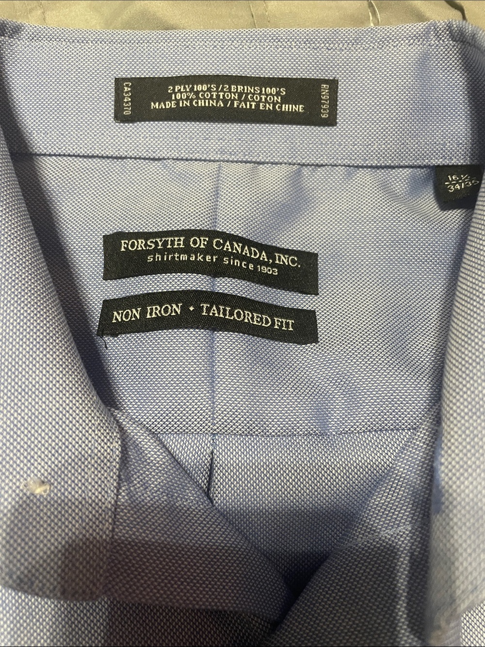 Forsyth of Canada Tailored Fit Non-Iron Light Blue Dress Shirt